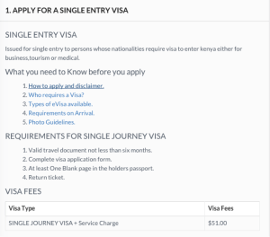 instructions for kenya visa