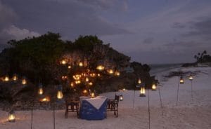 Beach dinner at Matemwe Lodge.