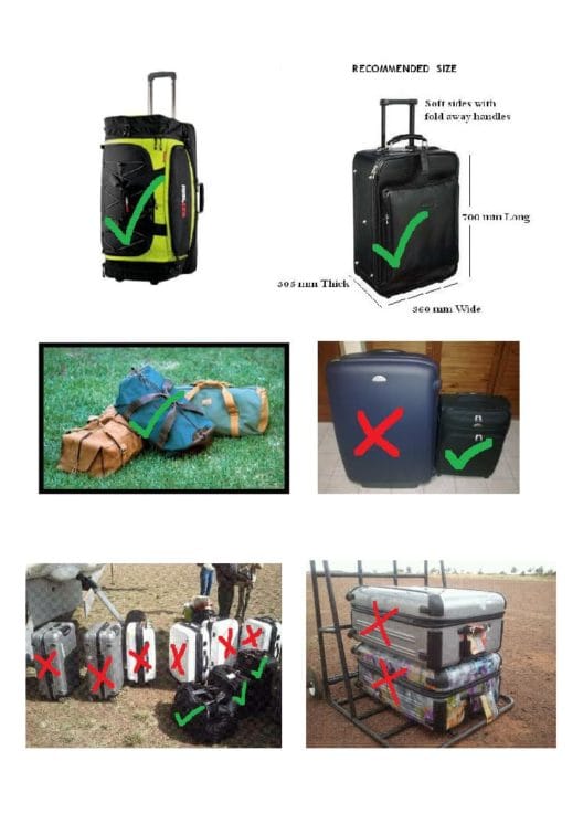 African safari suitcase size & luggage weight