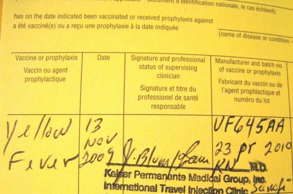 Yellow Fever Vaccination Certificate