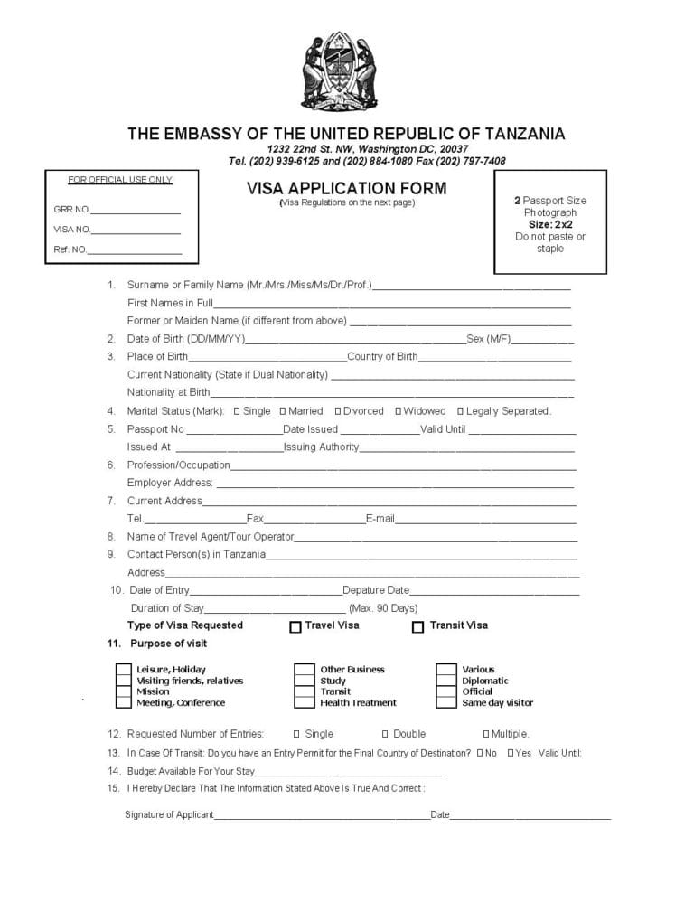 Tanzania Visa Application for US Citizens