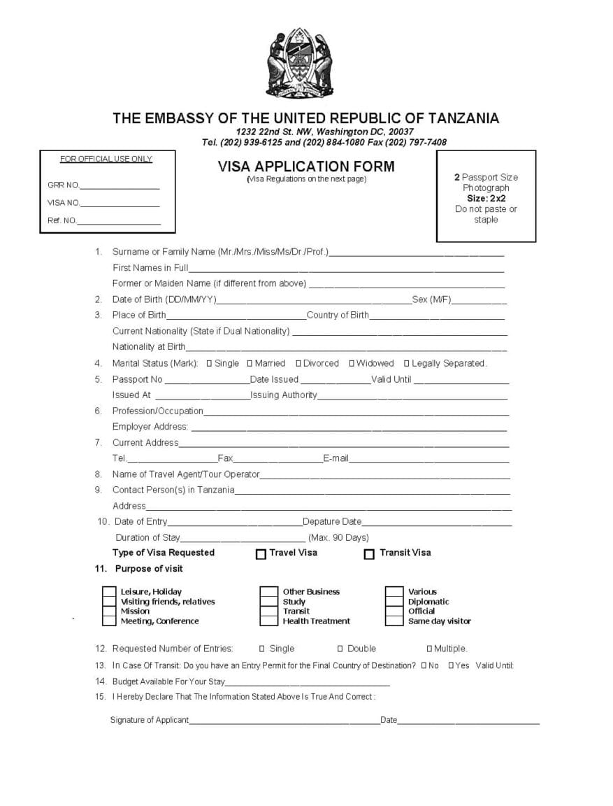 Tanzania Visa for US Citizens (USA) - Requirements for Americans ...