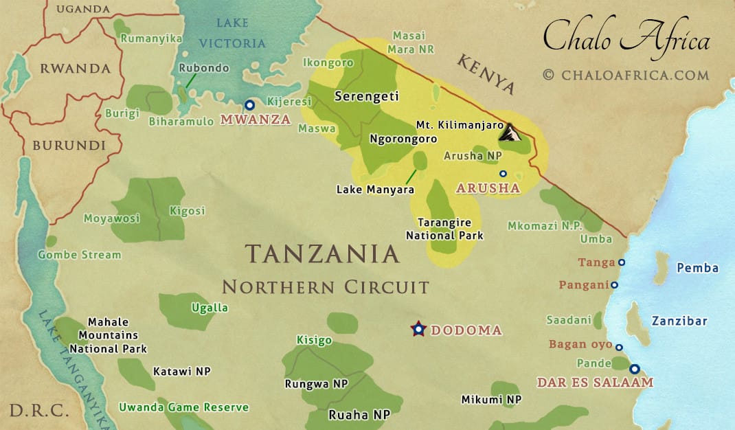 tanzania safari northern circuit map