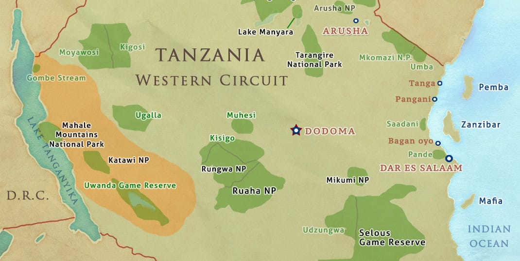 tanzania safari western circuit map