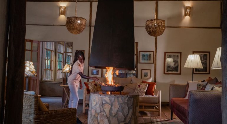 Bwindi Lodge Fireplace