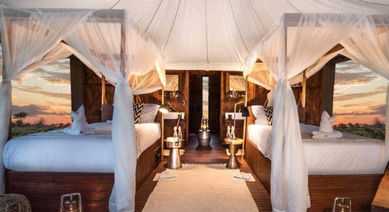 Feline Fields Lodge Tented Bedroom
