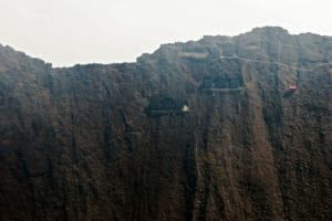 Nyiragongo Volcano Summit Shelters Aerial View