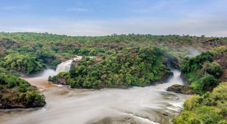 View Of Murchison Falls On The Victoria Nile River National Park Uganda