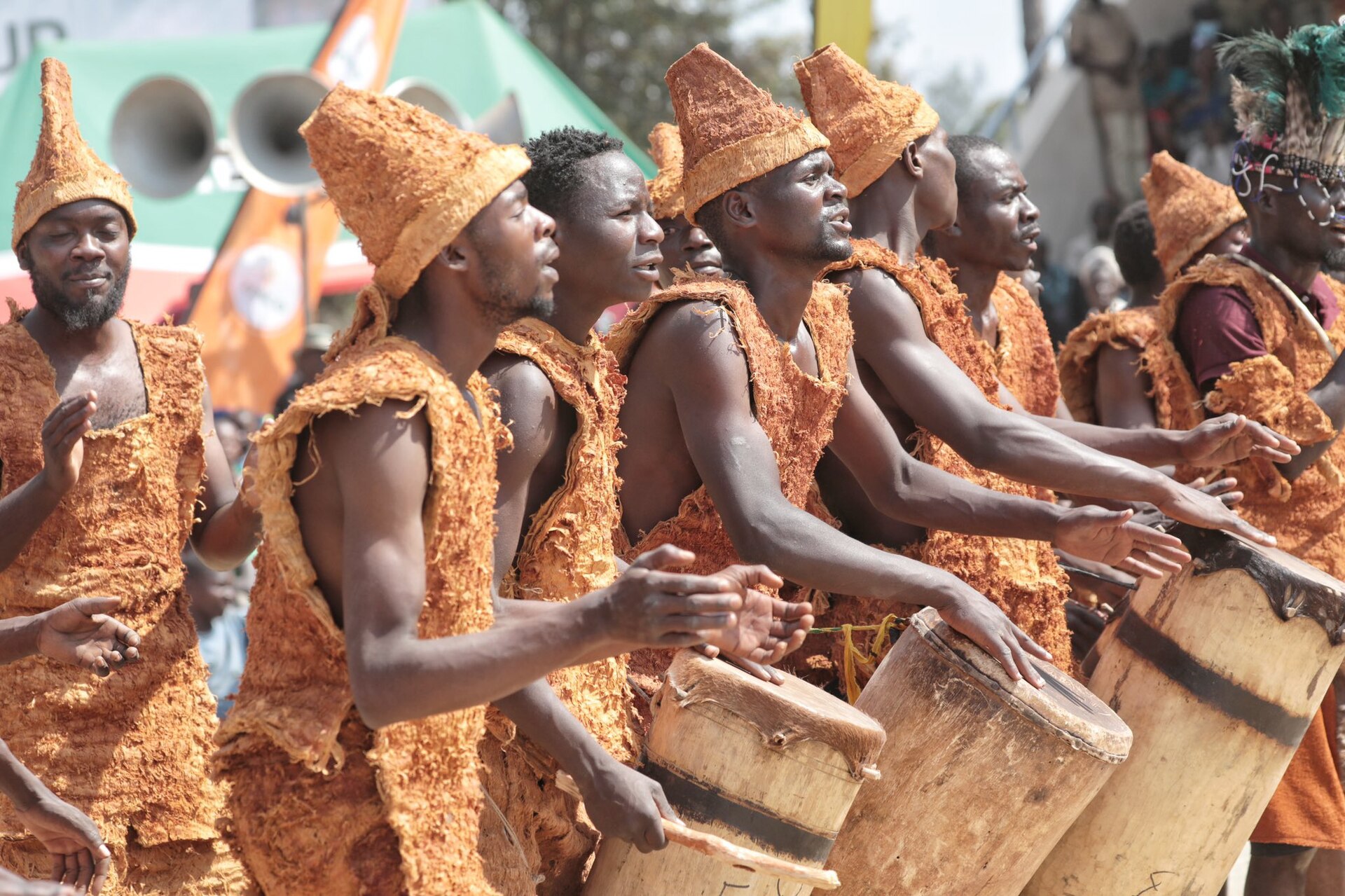 Ngoni drummers performing at the N’cwala ceremony in Eastern Province, Zambia