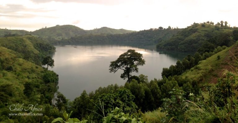 Crater lake in western Uganda near the Rwenzori Mountains